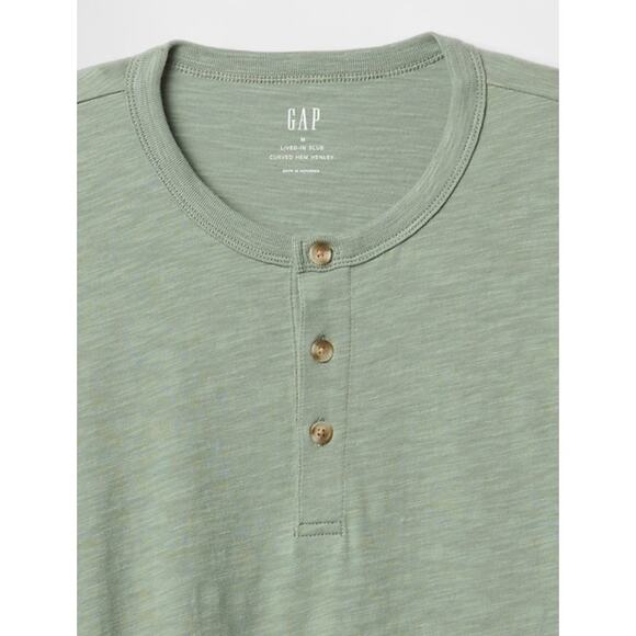 Gap Men's Large Gasoline Green Lived-In Relaxed Curved Hem Henley T-Shirt - Picture 4 of 7